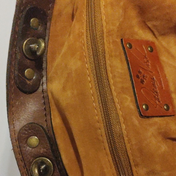 Patricia Nash Benvenuto Chocolate Brown Leather Convertible Tote Stud Purse Xl - Picture 14 of 14